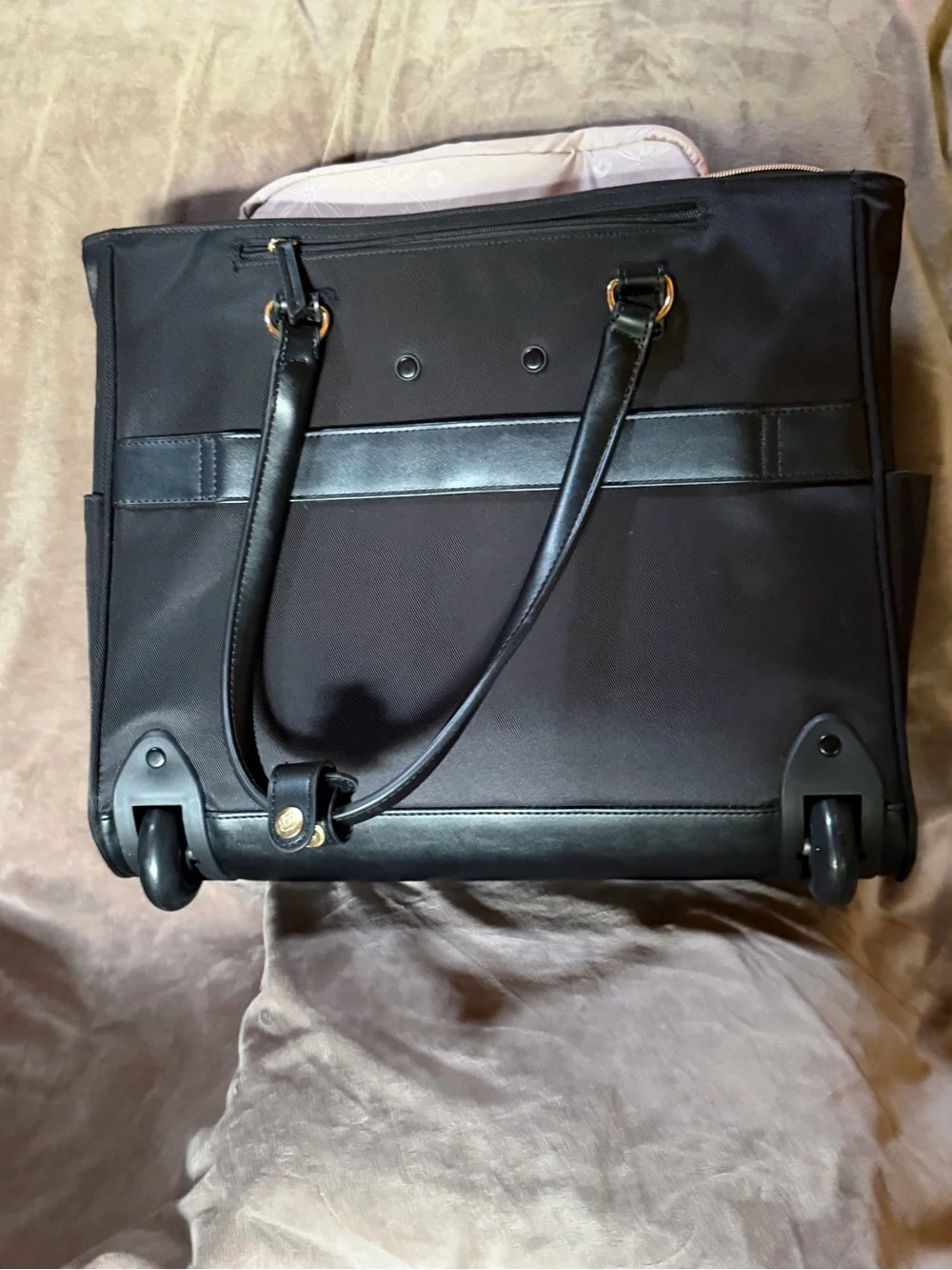 Black Tote Bag with Front Flap Pocket